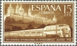 Stamps Spain -  ESPAÑA 1958 1232 Sello Nuevo Congreso Ferrocarriles Tren Talgo y Monasterio Escorial 15cts