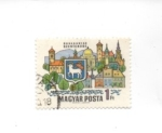 Stamps Hungary -  escudo y ciudad