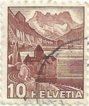 Stamps Switzerland -  CASTILLO DE CHILLON, TIPO DE 1936. COLOR MARRÓN ROJIZO. YVERT CH 348