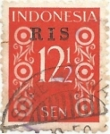 Stamps Indonesia -  SOBREIMPRESIÓN RIS SERIE CIFRAS DE 1948-49. VALOR FACIAL 12½ sen. YVERT ID 10