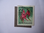 Stamps New Zealand -  Kowhai-Ngutu-Kaka - Pico de Loro (Clianthus puniceus)