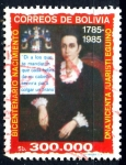 Sellos del Mundo : America : Bolivia : BOLIVIA_SCOTT 718.01 BICENT. Dª VICENTA JUARISTI, HEROINA INDEPENDENCIA. $0.50