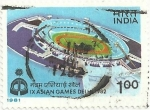 Stamps : Asia : India :  IX JUEGOS ASIÁTICOS EN NUEVA DELHI. ESTADIO J. NEHRU. YVERT IN 697