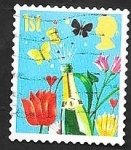 Stamps United Kingdom -  2810 - Botella de champan, tulipanes y mariposas