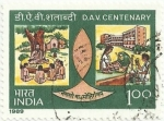 Sellos de Asia - India -  CENTENARIO DEL COLEGIO D.A.V. EVOLUCIÓN DE LOS MÉTODOS EDUCATIVOS. YVERT IN 1026