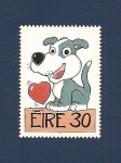 Sellos del Mundo : Europe : Ireland : Love Greetings - perro y corazón