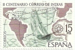 Stamps Spain -  CORREO DE INDIAS, ESPAMER´77. BERGANTÍN CRUZANDO EL OCÉANO. EDIFIL 2437