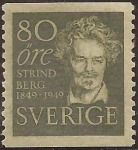 Sellos del Mundo : Europa : Suecia : August Strindberg  1949  80 öre