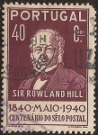 Sellos de Europa - Portugal -  Centenario del Sello Postal. Sir Rowland Hill   1940  40 cents