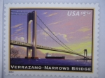 Stamps United States -  Puente Colgante sobre el río Hudson:Verrazano-Narrows Bridge. 1959.