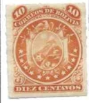 Sellos del Mundo : America : Bolivia : Escudo con 11 estrellas - perforacion en lineas