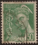 Stamps France -  Mercurio  1938  50 cents (verde)