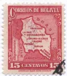 Sellos de America - Bolivia -  Mapa de Bolivia