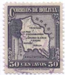 Sellos de America - Bolivia -  Mapa de Bolivia