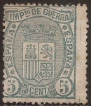 Stamps Spain -  Impuesto de Guerra Escudo de España  1875  5 cts