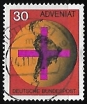 Stamps Germany -  Cruz en frente del globo terrestre