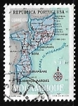 Stamps Mozambique -  Mapa de Mozambique