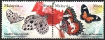 Stamps Malaysia -  MARIPOSAS.  NINFA  PEQUEÑA  DE  MADERA  Y  CRISOPA  MALAYO.