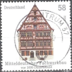 Stamps Germany -  Edificios con entramado de madera en Alemania en Dinkelsbühl.