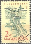 Stamps Hungary -  40º aniv de los sellos húngaros de correo aéreo.Puente de las Cadenas, Budapest.