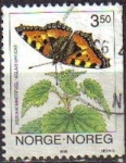 Sellos del Mundo : Europe : Norway : NORUEGA 1993 Scott 1034 Sello Mariposas Butterflies Aglais Urticae usado Norway Norvège Norge 