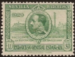 Stamps Spain -  Alfonso XIII y Barcelona  1929   10 cents