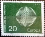 Stamps Germany -  Scott#1018 ma3s intercambio, 0,20 usd, 20 cent. 1970