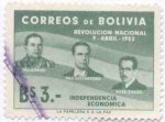 Stamps Bolivia -  Aniversario de la revolucion del 9 de abril de 1952