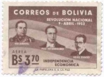 Stamps Bolivia -  Aniversario de la revolucion del 9 de abril de 1952