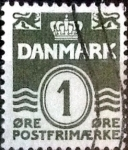 Stamps Denmark -  Scott#220 intercambio, 0,25 usd, 1 cents. 1933