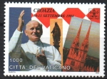 Stamps Vatican City -  VIAJE  DE  S.S.  JUAN  PABLO  II.  DANDO  SALUDO  EN  CROACIA, ESTATUA  DE  LA  DAMA  BENDITA  Y  CA
