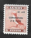 Stamps United Kingdom -  Lundy - Coronación 2-6-1953, - frailecillo