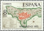 Sellos de Europa - Espaa -  ESPAÑA 1972 2110 Sello Nuevo Hispanidad Puerto Rico Plano Situación Plaza