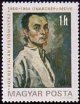 Stamps Hungary -  Bertalan Pór, autorretrato