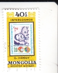 Sellos de Asia - Mongolia -  INTERCOSMOS-SELLO SOBRE SELLO