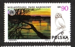 Stamps Poland -  Parques Nacionales, Parque Nacional de Wielkopolski y Tawny Owl (Strix aluco)