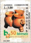 Stamps Honduras -  L Aniv. Banco Occidente. Cerámica maya 