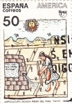 Stamps Spain -  agricultura inca , riego del maiz UPAE(37)