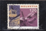 Stamps Switzerland -  campanario y violín 