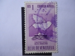 Stamps Venezuela -  EE.UU de Venezuela-Territorio Federal Delta Amacuro. Mapa-Escudo de Armas.