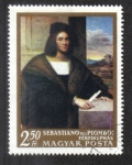 Stamps Hungary -  Pinturas de maestros italianos: Retrato de un joven, de Sebastiano del Piombo