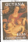 Stamps Guyana -  NAVIDAD-89 SAGRADA FAMILIA-RUBENS 