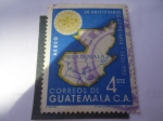 Stamps Guatemala -  Mapa de Guatemala - 50 Aniversario Club Rotatorio (1905-1955) y Logotipo.