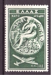 Stamps Greece -  5 aniv. entrada en la OTAN- Moneda antigua