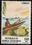 Sellos de Africa - Guinea Ecuatorial -  Pesca artesanal - Captura de tortugas - Rio Muni