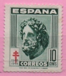 Stamps Spain -  Pro Tuberculosos ( Cruz d´Lorena en Carmin) (Esculapio)