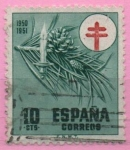 Stamps Spain -  Pro Tuberculosos ( Cruz d´Lorena en rojo)(Adorno Navideño)