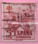 Stamps Spain -  Pro Tuberculosos ( Cruz d´Lorena en rojo)(Niños en la Playa)