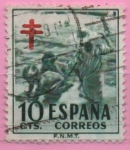 Stamps Spain -  Pro Tuberculosos ( Cruz d´Lorena en rojo)(Niños en la Playa)