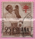 Stamps Spain -  Pro Tuberculosos ( Cruz d´Lorena en rojo)( Despues dl Baño)